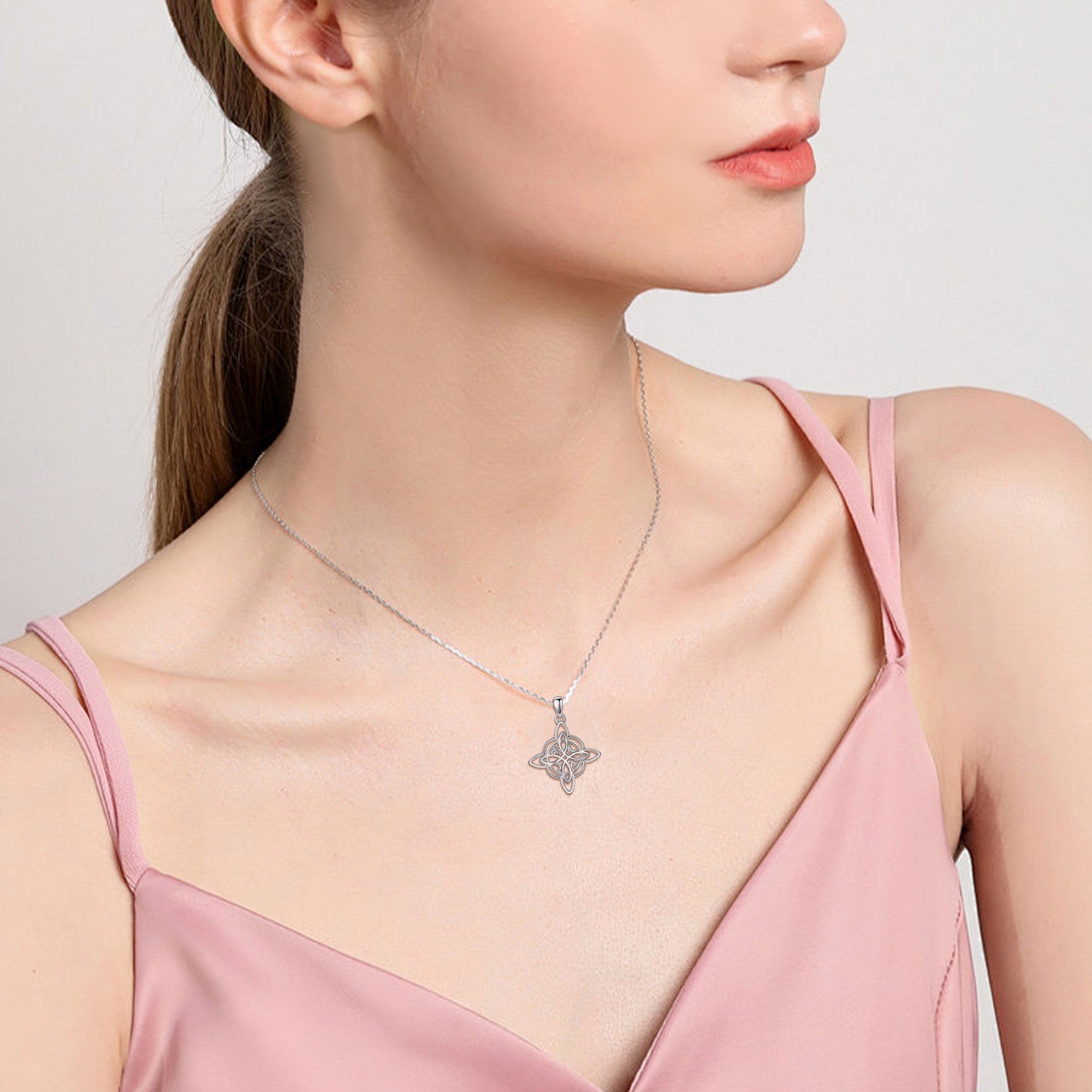 Women's 925 Sterling Silver Celtic Knot Pendant Necklace